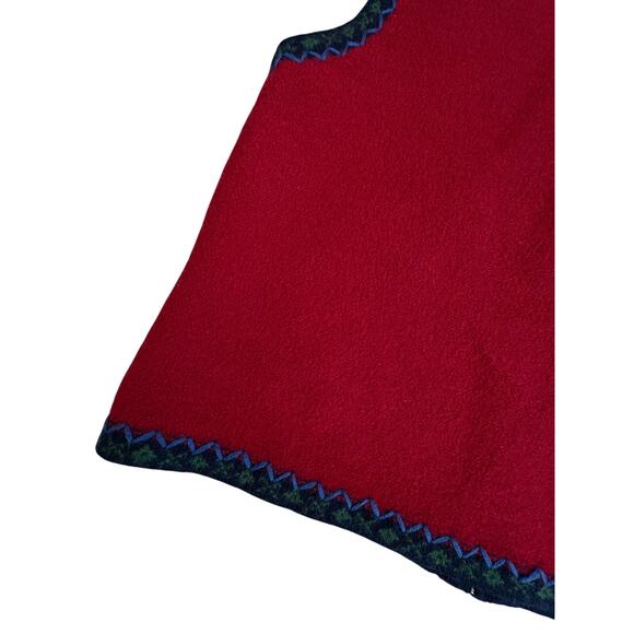 Vintage Talbots 100% Wool Embroidered Patch Christmas Tree Sweater Vest M Red - Picture 7 of 7